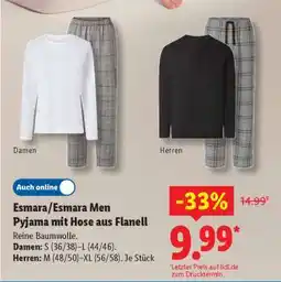Lidl Esmara/Esmara Men Pyjama mit Hose aus Flanell Angebot