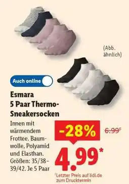 Lidl Esmara 5 Paar Thermo-Sneakersocken Angebot