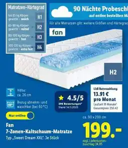 Lidl fan 7-Zonen-Kaltschaum-Matratze Angebot