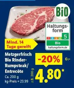 Lidl Metzgerfrisch Bio Rinder- Rumpsteak/ Entrecôte Angebot