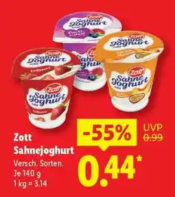 Lidl ZOTT Sahnejoghurt Angebot