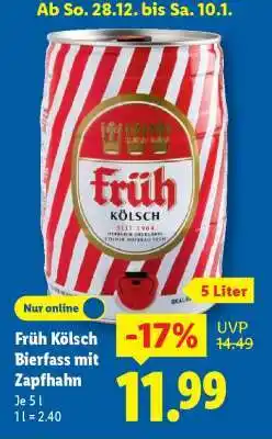 Lidl Früh Kölsch Bierfass mit Zapfhahn Angebot