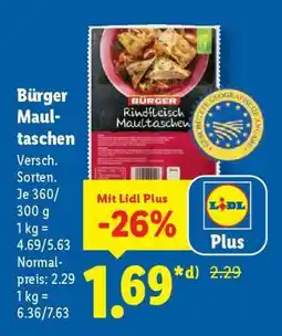 Lidl BÜRGER Maultaschen Angebot