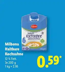 Lidl Milbona Haltbare Kochsahne Angebot