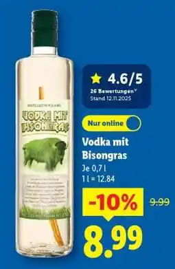 Lidl Vodka mit Bisongras Angebot