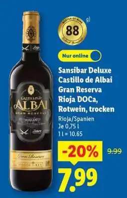 Lidl Sansibar Deluxe Castillo de Albai Gran Reserva Rioja DOCa, Rotwein, trocken Angebot