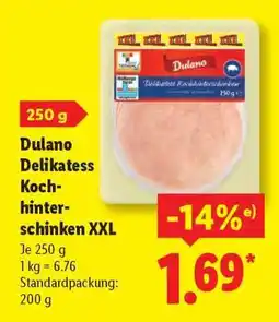 Lidl Dulano Delikatess Kochhinterschinken XXL Angebot