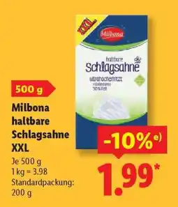 Lidl Milbona Haltbare Schlagsahne XXL Angebot