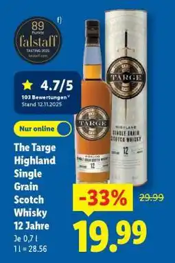 Lidl The Targe Highland Single Grain Scotch Whisky 12 Jahre Angebot