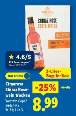 Lidl Cimarosa Shiraz Roséwein trocken Angebot