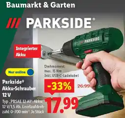 Lidl Parkside Akku-Schrauber 12V Angebot