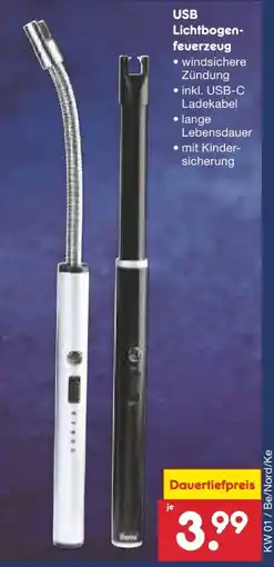 Netto Marken-Discount USB Lichtbogen Feuerzeug Angebot