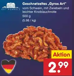 Netto Marken-Discount Gut Ponholz Geschnetzeltes Gyros-Art Angebot