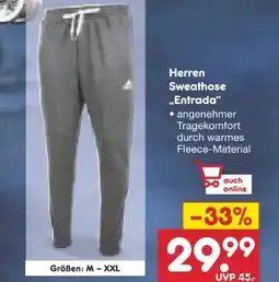 Netto Marken-Discount Adidas Herren Sweathose Entrada Angebot