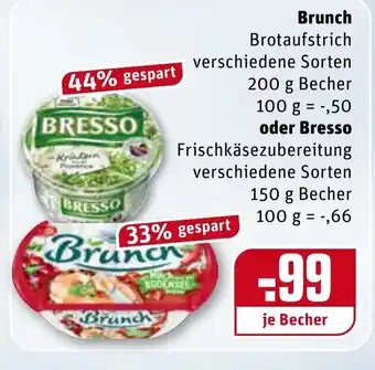 REWE Brunch Brotaufstrich oder Bresso Frischkäsezubereitung Angebot