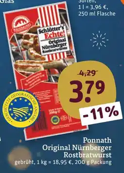tegut Ponnath original nürnberger rostbratwurst Angebot