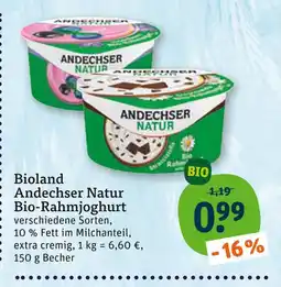tegut Andechser natur bio-rahmjoghurt Angebot