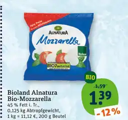 tegut Alnatura bio-mozzarella Angebot