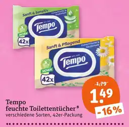 tegut Tempo sanft & sensitiv feuchte toilettentücher Angebot