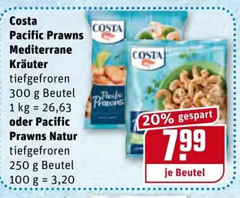 REWE Costa Pacific Prawns Mediterrane Kräuter 300 g beutel oder Pacific Prawns Natur 250 g Beutel Angebot