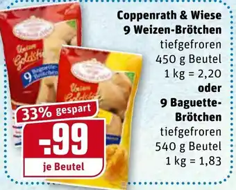 REWE Coppenrath & Wiese 9 Weizen Brötchen 450g oder 9 Baguette Brötchen Angebot