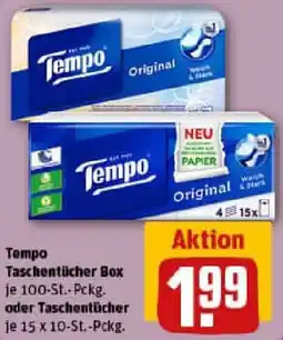 REWE Tempo Taschentücher Box oder Taschentücher Angebot