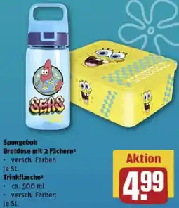 REWE Spongebob Brotdose mit 2 Fächern oder Trinkflasche Angebot