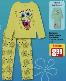 REWE Spongebob Kinder Langarm Schlafanzug Angebot