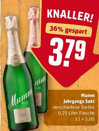 REWE Mumm Jahrgangs  Sekt 0,75L Angebot