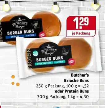 REWE Butcher's Brioche Buns 250g oder Protein Buns 300g Angebot