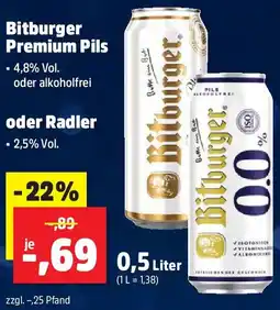 Thomas Philipps Bitburger Premium Pils oder Radler Angebot