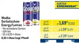 METRO Wodka Gorbatschow Energy/Lemon Angebot