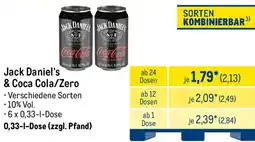 METRO Jack Daniel's & Coca Cola/Zero Angebot