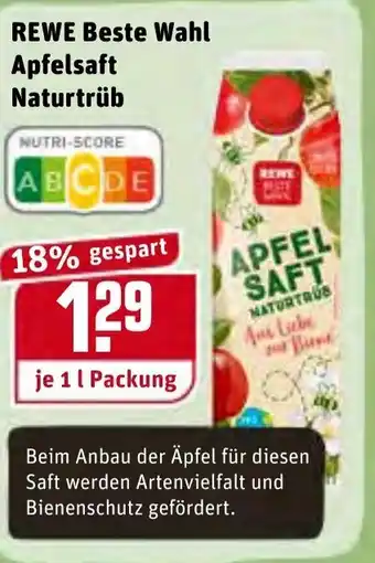 REWE Rewe Beste Wahl Apfelsaft Naturtrüb 1L Angebot