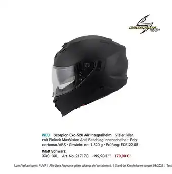 Louis Scorption Exo-520 Air Integralhelm Angebot