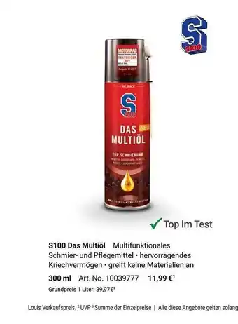 Louis S100 Das Multiöl 300ml Angebot