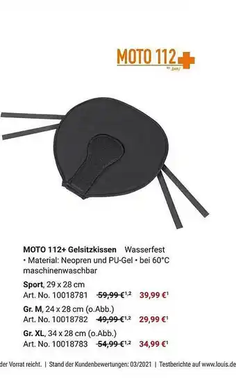 Louis Moto 112+ Gelsitzkissen Angebot