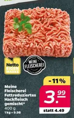 NETTO Meine Fleischerei Fettreduziertes Hackfleisch gemischt Angebot