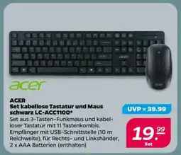 NETTO ACER Set kabellose Tastatur und Maus schwarz LC-ACC1100 Angebot