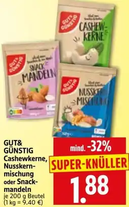 Edeka Herkules Gut & Günstig Cashewkerne, Nusskernmischung oder Snackmandeln Angebot