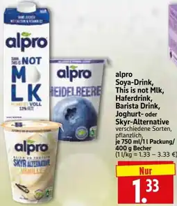 Edeka Herkules alpro Soya-Drink, This is not Mlk, Haferdrink, Barista Drink, Joghurt- oder Skyr-Alternative Angebot