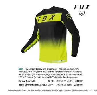 Louis Fox Legion Jersey Und Crosshose Angebot