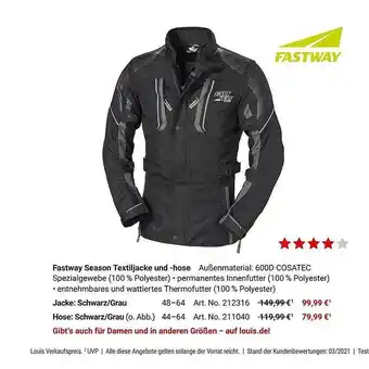 Louis Fastway Season Textiljacke Und Hose Angebot