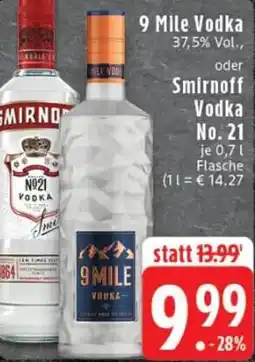 Edeka 9 Mile Vodka oder Smirnoff Vodka No. 21 Angebot