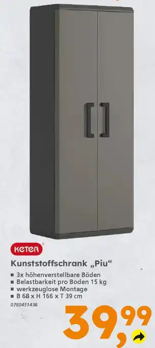 Globus Baumarkt keter Kunststoffschrank ,,Piu“ Angebot