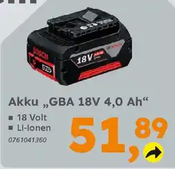 Globus Baumarkt BOSCH Akku,,GBA 18V 4,0 Ah❝ Angebot