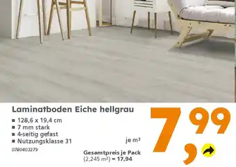 Globus Baumarkt Laminatboden Eiche hellgrau Angebot