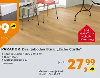 Globus Baumarkt PARADOR Designboden Basic „Eiche Castle" Angebot