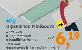 Globus Baumarkt KNAUF Gipskarton Miniboard Angebot