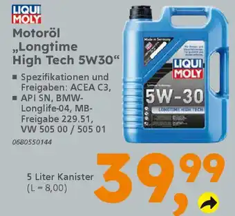 Globus Baumarkt LIQUI MOLY Motoröl „Longtime High Tech 5W30" Angebot
